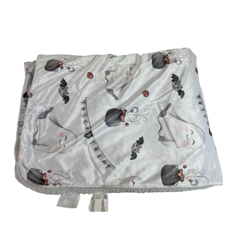 Halloween Cute Ghost Witch Cauldrons White Baby Blanket Thick Warm OEKO TEX